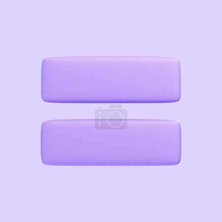 Téléchargez les photos : Violet égale signe isolé sur fond violet. Icône, signe et symbole 3D. Dessin animé style minimal. Vue de face. Illustration 3D Render - en image libre de droit