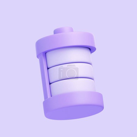 Téléchargez les photos : Une icône de batterie dans les tons de violet, avec une esthétique minimaliste et moderne. Icône, signe et symbole. Vue latérale. Illustration 3D Render - en image libre de droit