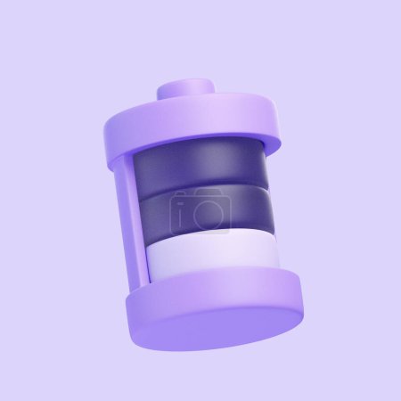 Foto de Un icono estilizado de una batería con un gradiente púrpura, que representa diferentes niveles de energía en un diseño minimalista. Icono, signo y símbolo. Vista lateral. Ilustración 3D Render - Imagen libre de derechos