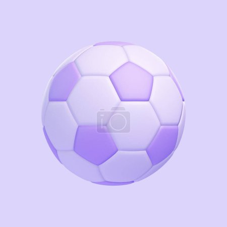 Photo for A stylized purple soccer ball on a purple background. Icon, sign and symbol. Side view. 3D Render illustration - Royalty Free Image
