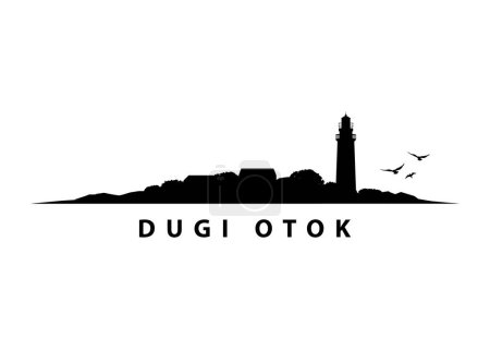 Ilustración de Dugi Otok Island Skyline Paisaje Negro Vector Silueta Gráfico - Imagen libre de derechos