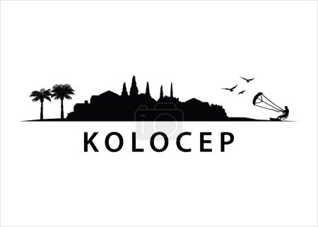 Ilustración de Kolocep, Isla Croata Panorama Paisaje del horizonte - Imagen libre de derechos