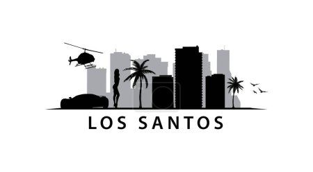 Illustration for Los Santos City Skyline USA America Landscape - Royalty Free Image