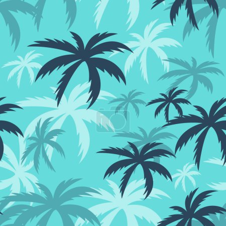 Palm Tree Pattern Vector Art. Patrón sin costuras con hojas tropicales. Vice City inspirado diseño textil para camisa hawaiana. 80s retro gráfico.