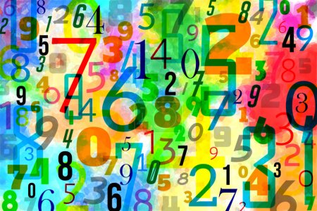 watercolor numbers, background, seamless pattern 