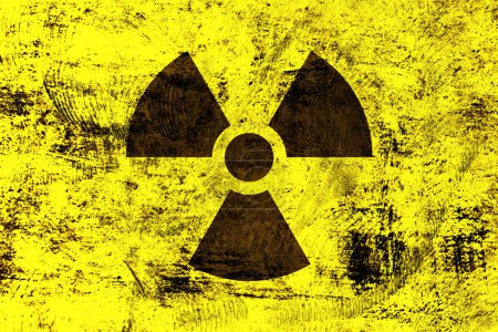 Foto de Signo de radiación con textura amarilla. ilustración vectorial - Imagen libre de derechos