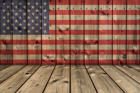 USA flag concept wooden Background