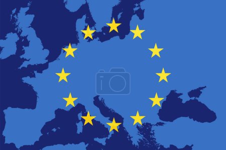 Flagge der Europäischen Union auf blauem Hintergrund 
