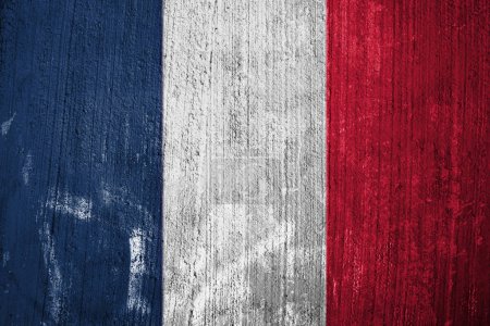 Foto de Bandera de Francia sobre fondo de muro de hormigón - Imagen libre de derechos