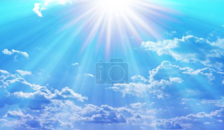 Photo for Easter background with a shining star and blue sky with white clouds. - Royalty Free Image