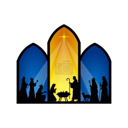 Illustration for Christmas nativity scene vector illustration - Royalty Free Image