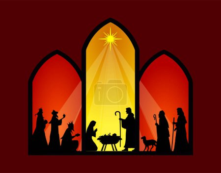christmas nativity scene vector illustration