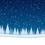 winter landscape, snow background, christmas trees, snowflakes, fir branches, vector illustration