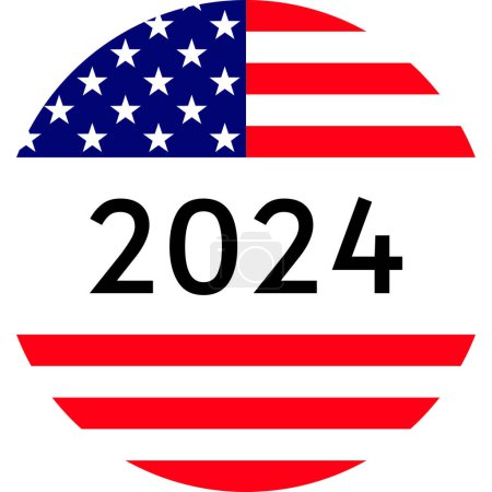 Illustration for USA election 2024 design pin button - Royalty Free Image