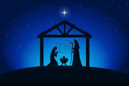 Illustration for Christmas Nativity Scene at night - Royalty Free Image