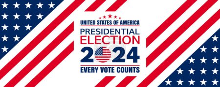 Téléchargez les illustrations : USA Elections 2024 background. Bannière pour les élections américaines, illustration vectorielle de concept de vote. - en licence libre de droit