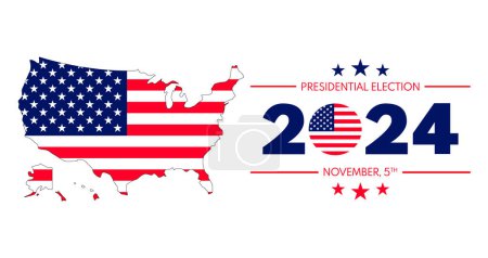 Téléchargez les illustrations : USA Elections 2024 background. Bannière pour les élections américaines, illustration vectorielle de concept de vote. - en licence libre de droit
