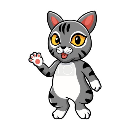 Illustration vectorielle de mignon manx chat dessin animé agitant la main