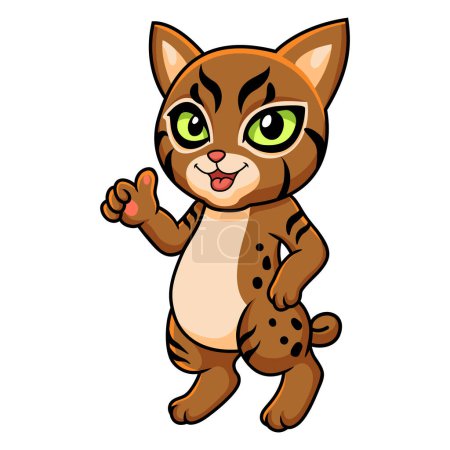 Illustration for Vector illustration of Cute pixie bob cat cartoon waving hand - Royalty Free Image