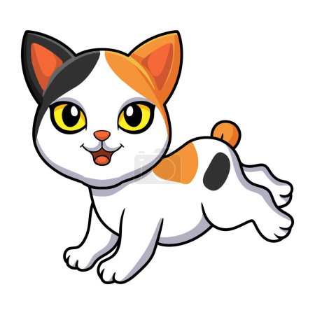 Vector ilustración de lindo japonés bobtail gato dibujos animados