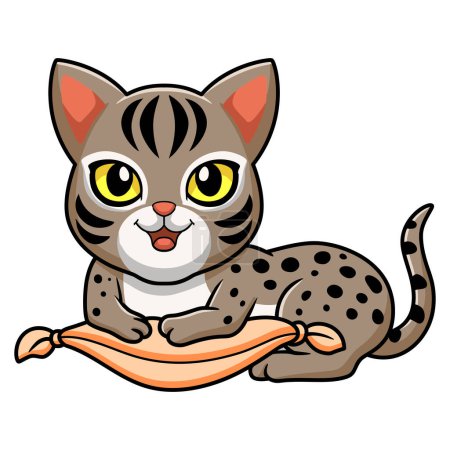 Illustration for Vector illustration of Cute ocicat cat cartoon on the pillow - Royalty Free Image