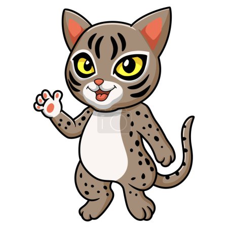 Illustration for Vector illustration of Cute ocicat cat cartoon waving hand - Royalty Free Image