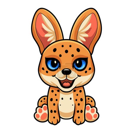 Illustration for Vector Illustration of Cute serval cat cartoon sitting - Royalty Free Image