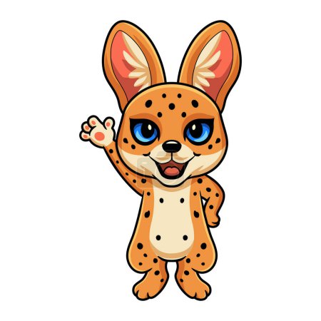Illustration for Vector Illustration of Cute serval cat cartoon waving hand - Royalty Free Image