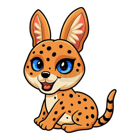 Illustration for Vector Illustration of Cute serval cat cartoon sitting - Royalty Free Image
