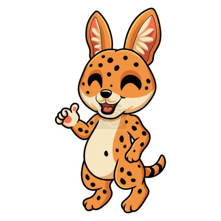 Illustration for Vector Illustration of Cute serval cat cartoon giving thumbs up - Royalty Free Image