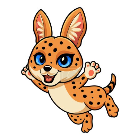 Illustration for Vector Illustration of Cute serval cat cartoon flying - Royalty Free Image