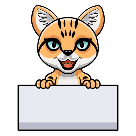 Ilustración de Ilustración vectorial de dibujos animados lindo gato de arena sosteniendo signo en blanco - Imagen libre de derechos