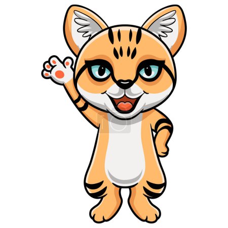 Ilustración de Ilustración vectorial de lindo gato de arena de dibujos animados agitando la mano - Imagen libre de derechos