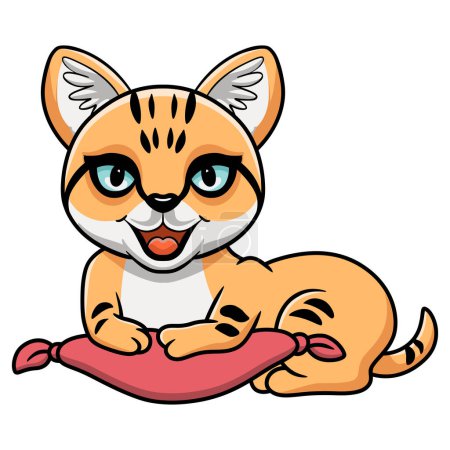 Ilustración de Ilustración vectorial de dibujos animados lindo gato de arena en la almohada - Imagen libre de derechos