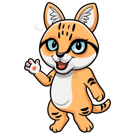 Ilustración de Ilustración vectorial de lindo gato de arena de dibujos animados agitando la mano - Imagen libre de derechos