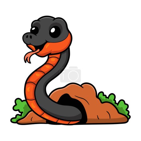 Illustration for Vector illustration of Cute copperbelly water snake cartoon out from hole - Royalty Free Image