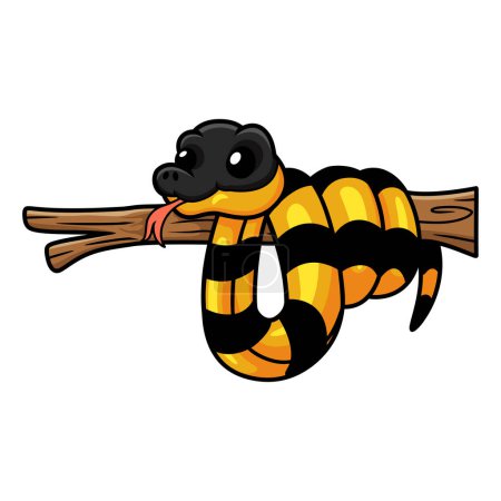 Illustration for Vector illustration of Cute banded krait bungarus candidus on tree branch - Royalty Free Image