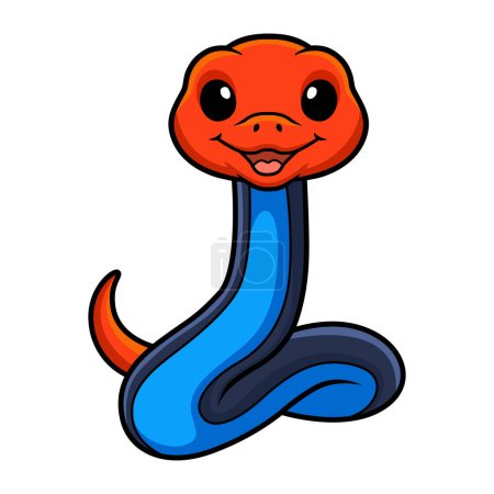Illustration for Vector illustration of Cute red headed krait snake cartoon - Royalty Free Image