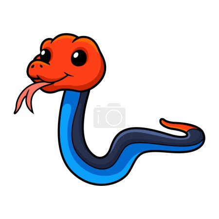 Téléchargez les illustrations : Vector illustration of Cute red headed krait snake cartoon - en licence libre de droit