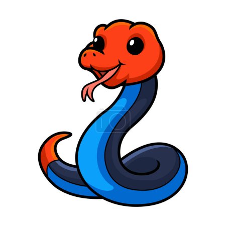 Téléchargez les illustrations : Vector illustration of Cute red headed krait snake cartoon - en licence libre de droit
