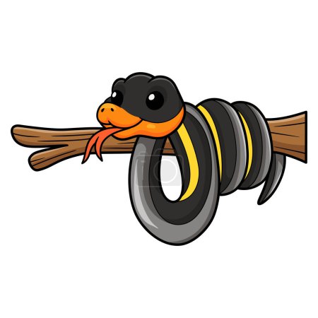 Téléchargez les illustrations : Vector illustration of Cute black copper rat snake cartoon - en licence libre de droit
