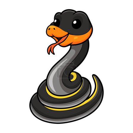 Téléchargez les illustrations : Vector illustration of Cute black copper rat snake cartoon - en licence libre de droit