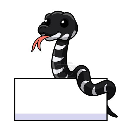 Illustration for Vector illustration of Cute mangrove snake cartoon with blank sign - Royalty Free Image
