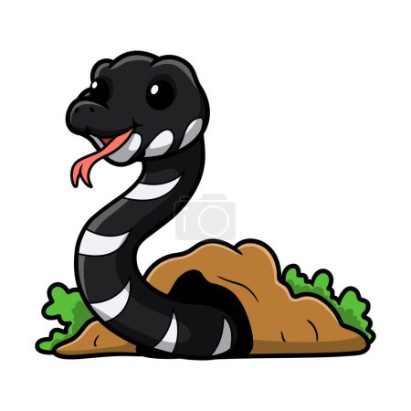 Illustration for Vector illustration of Cute mangrove snake cartoon out from hole - Royalty Free Image