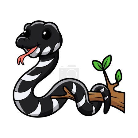 Illustration for Vector illustration of Cute mangrove snake cartoon (boiga dendrophila) - Royalty Free Image