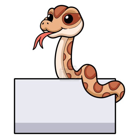 Illustration for Vector illustration of Cute daboia russelii snake cartoon with blank sign - Royalty Free Image