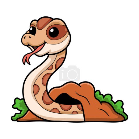 Illustration for Vector illustration of Cute daboia russelii snake cartoon out from hole - Royalty Free Image