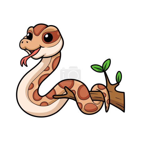 Illustration for Vector illustration of Cute daboia russelii snake cartoon on tree branch - Royalty Free Image