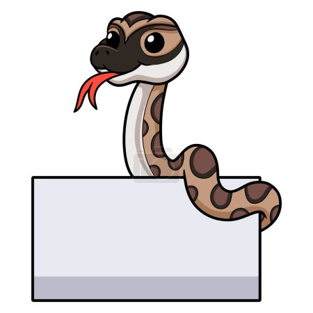 Illustration for Vector illustration of Cute python molurus bivittatus cartoon with blank sign - Royalty Free Image