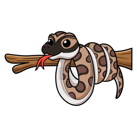 Téléchargez les illustrations : Vector illustration of Cute python molurus bivittatus cartoon on tree branch - en licence libre de droit